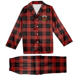 ScotsTee Shop Scottish Cameron Black and Red Ancient Crest Tartan Pajama Satin Velvet Flannel Pajama Set