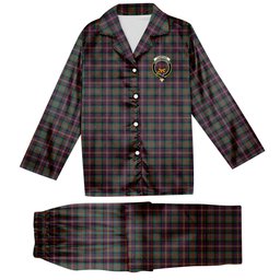 ScotsTee Shop Scottish Cameron Highlanders of Ottawa Crest Tartan Pajama Satin Velvet Flannel Pajama Set