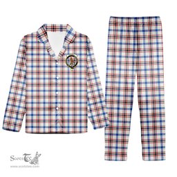 ScotsTee Shop Scottish Boswell Dress Modern Crest Tartan Pajama Satin Velvet Flannel Pajama Set