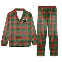 ScotsTee Shop Scottish Baxter Ancient Crest Tartan Pajama Satin Velvet Flannel Pajama Set
