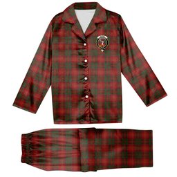 ScotsTee Shop Scottish Burns 1930 Crest Tartan Pajama Satin Velvet Flannel Pajama Set