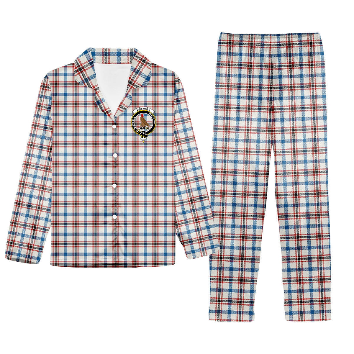 ScotsTee Shop Scottish Boswell Dress Ancient Crest Tartan Pajama Satin Velvet Flannel Pajama Set