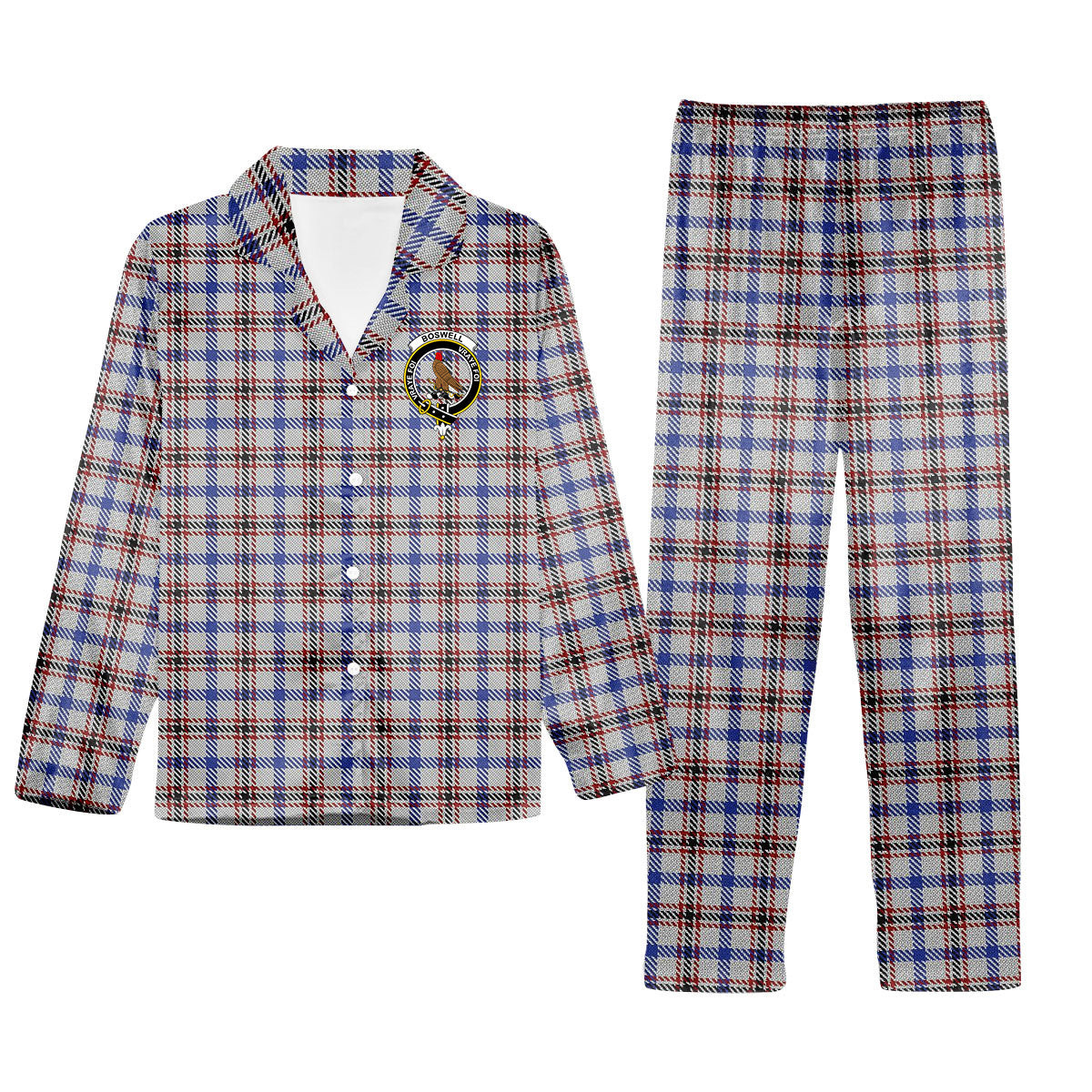 ScotsTee Shop Scottish Boswell Crest Tartan Pajama Satin Velvet Flannel Pajama Set