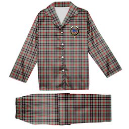 ScotsTee Shop Scottish Bruce of Kinnaird Modern Crest Tartan Pajama Satin Velvet Flannel Pajama Set