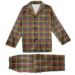 ScotsTee Shop Scottish Buchanan 1850 Crest Tartan Pajama Satin Velvet Flannel Pajama Set