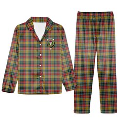 ScotsTee Shop Scottish Buchanan 1850 Crest Tartan Pajama Satin Velvet Flannel Pajama Set
