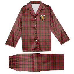 ScotsTee Shop Scottish Brown of Castledean (Broun of Castledean) Ancient Crest Tartan Pajama Satin Velvet Flannel Pajama Set