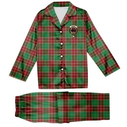 ScotsTee Shop Scottish Baxter Modern Crest Tartan Pajama Satin Velvet Flannel Pajama Set