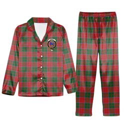 ScotsTee Shop Scottish Bruce New Ancient Crest Tartan Pajama Satin Velvet Flannel Pajama Set