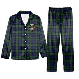 ScotsTee Shop Scottish Bannatyne SC Crest Tartan Pajama Satin Velvet Flannel Pajama Set