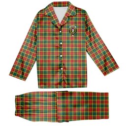 ScotsTee Shop Scottish Buchanan Old Sett Crest Tartan Pajama Satin Velvet Flannel Pajama Set