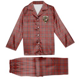 ScotsTee Shop Scottish Burnett Hunting Ancient Crest Tartan Pajama Satin Velvet Flannel Pajama Set