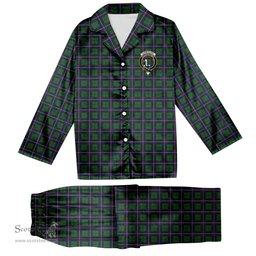 ScotsTee Shop Scottish Carmichael Modern Crest Tartan Pajama Satin Velvet Flannel Pajama Set