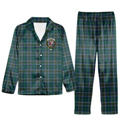 ScotsTee Shop Scottish Cockburn Modern Crest Tartan Pajama Satin Velvet Flannel Pajama Set