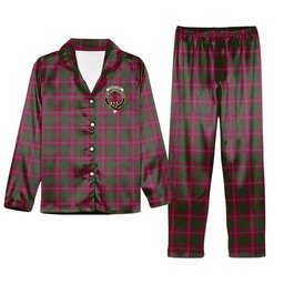 ScotsTee Shop Scottish Crawford Crest Tartan Pajama Satin Velvet Flannel Pajama Set