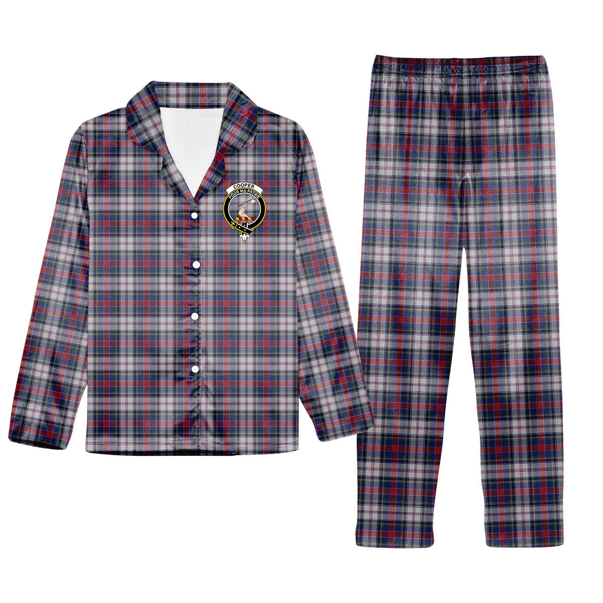 ScotsTee Shop Scottish Cooper Dress Dalgliesh 1 Crest Tartan Pajama Satin Velvet Flannel Pajama Set