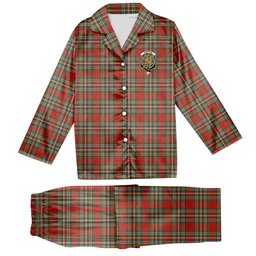 ScotsTee Shop Scottish Chattan Ancient Crest Tartan Pajama Satin Velvet Flannel Pajama Set