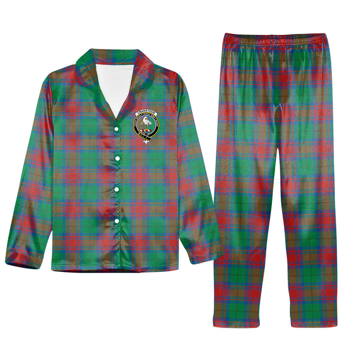 ScotsTee Shop Scottish Cranstoun Dress Ancient Crest Tartan Pajama Satin Velvet Flannel Pajama Set