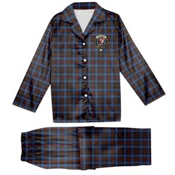 ScotsTee Shop Scottish Cockburn Brown Modern Crest Tartan Pajama Satin Velvet Flannel Pajama Set