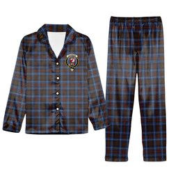 ScotsTee Shop Scottish Cockburn Brown Modern Crest Tartan Pajama Satin Velvet Flannel Pajama Set