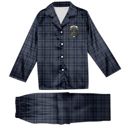 ScotsTee Shop Scottish Clark (Clergy) Modern Clan Crest Tartan Pajama Satin Velvet Flannel Pajama Set