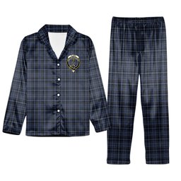 ScotsTee Shop Scottish Clark (Clergy) Modern Clan Crest Tartan Pajama Satin Velvet Flannel Pajama Set