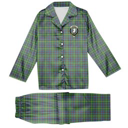 ScotsTee Shop Scottish Colville Crest Tartan Pajama Satin Velvet Flannel Pajama Set