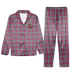 ScotsTee Shop Scottish Crawford Ancient Crest Tartan Pajama Satin Velvet Flannel Pajama Set