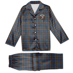 ScotsTee Shop Scottish Cockburn Brown Ancient Crest Tartan Pajama Satin Velvet Flannel Pajama Set