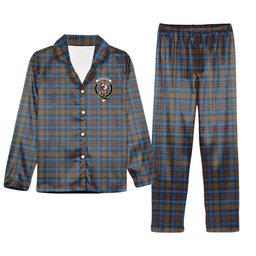ScotsTee Shop Scottish Cockburn Brown Ancient Crest Tartan Pajama Satin Velvet Flannel Pajama Set