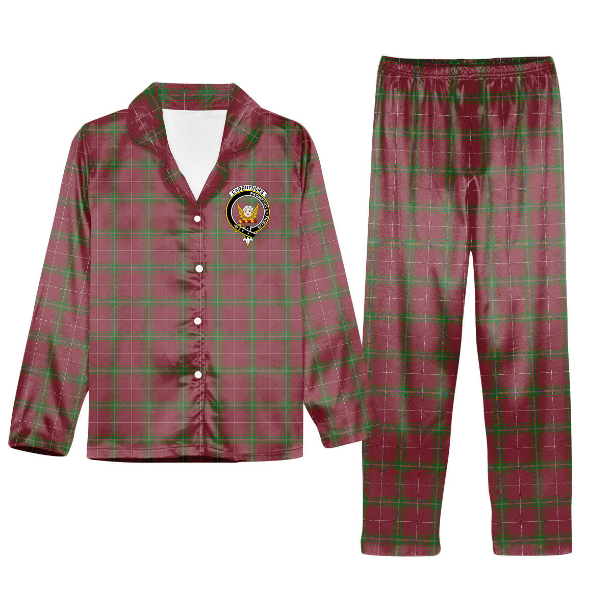 ScotsTee Shop Scottish Carruthers Ancient Crest Tartan Pajama Satin Velvet Flannel Pajama Set