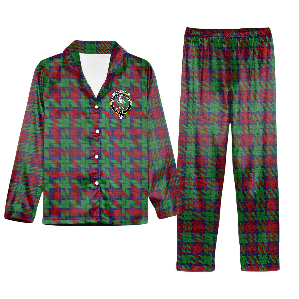 ScotsTee Shop Scottish Cranston Dress Crest Tartan Pajama Satin Velvet Flannel Pajama Set