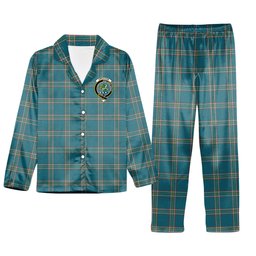 ScotsTee Shop Scottish Crichton Ancient Crest Tartan Pajama Satin Velvet Flannel Pajama Set