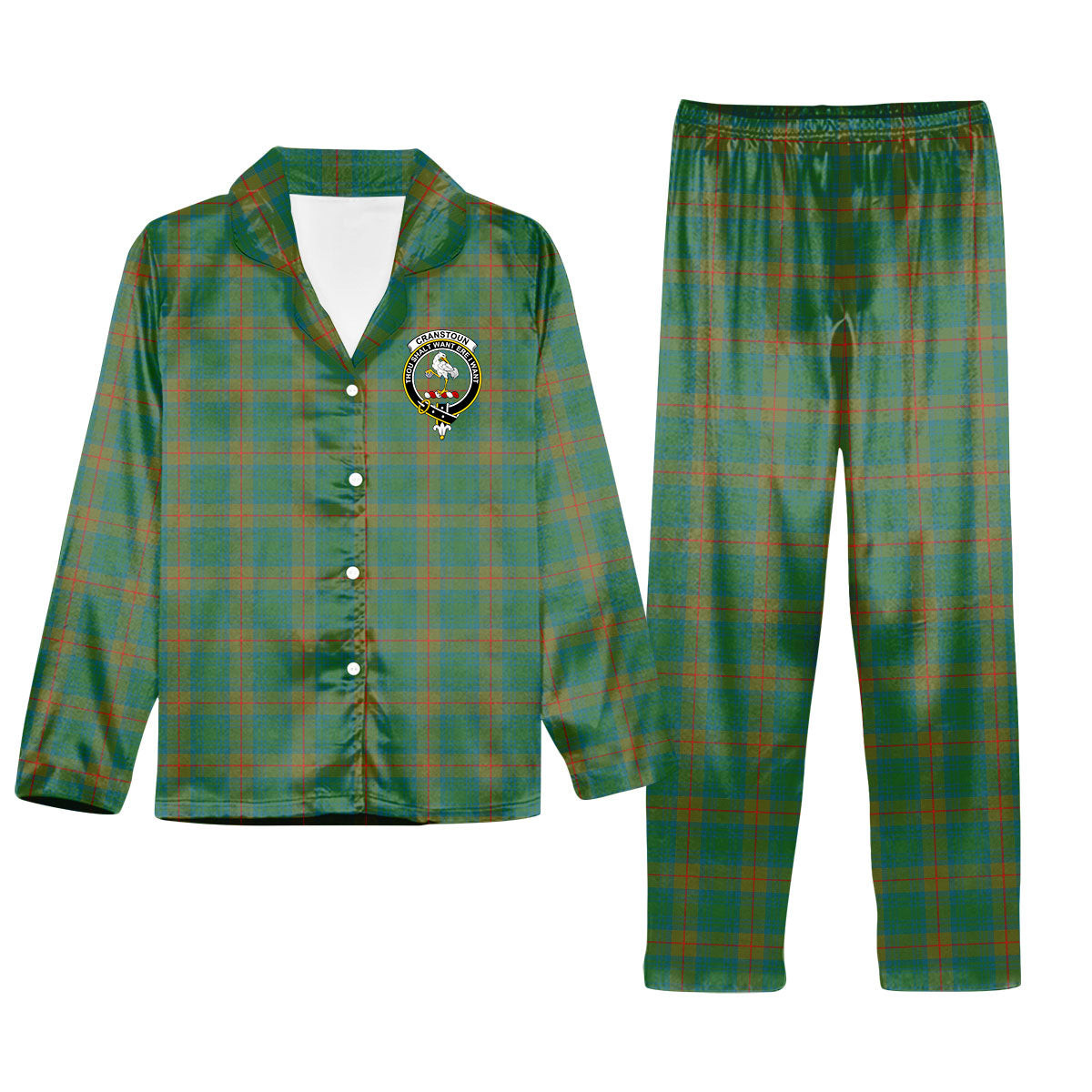 ScotsTee Shop Scottish Cranstoun Ancient Crest Tartan Pajama Satin Velvet Flannel Pajama Set