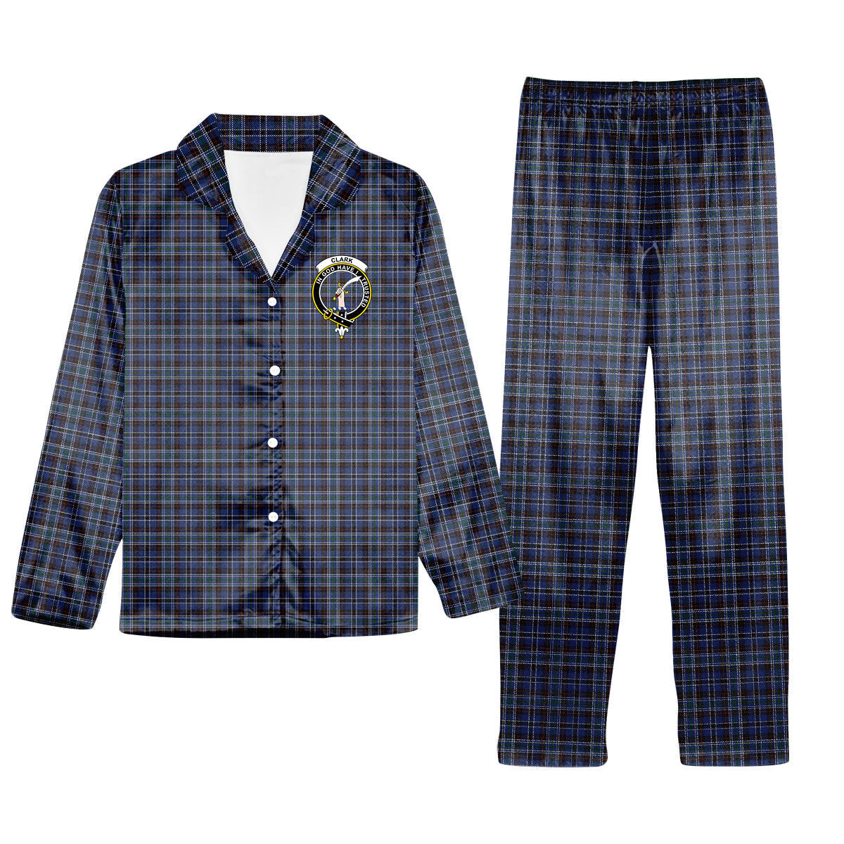 ScotsTee Shop Scottish Clark Robert McGavin Crest Tartan Pajama Satin Velvet Flannel Pajama Set
