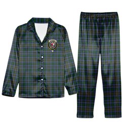 ScotsTee Shop Scottish Cockburn 2 Crest Tartan Pajama Satin Velvet Flannel Pajama Set