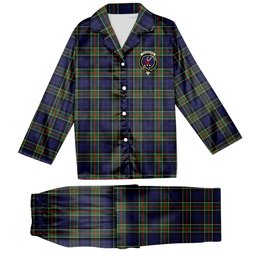 ScotsTee Shop Scottish Colquhoun Modern Crest Tartan Pajama Satin Velvet Flannel Pajama Set