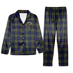 ScotsTee Shop Scottish Colquhoun Modern Crest Tartan Pajama Satin Velvet Flannel Pajama Set