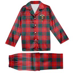 ScotsTee Shop Scottish Chisholm Modern Crest Tartan Pajama Satin Velvet Flannel Pajama Set
