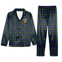 ScotsTee Shop Scottish Campbell of Loudoun Crest Tartan Pajama Satin Velvet Flannel Pajama Set