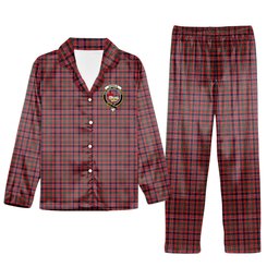 ScotsTee Shop Scottish Donald of Boisdale Modern Crest Tartan Pajama Satin Velvet Flannel Pajama Set