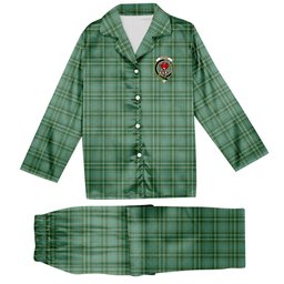 ScotsTee Shop Scottish Currie Ancient Crest Tartan Pajama Satin Velvet Flannel Pajama Set