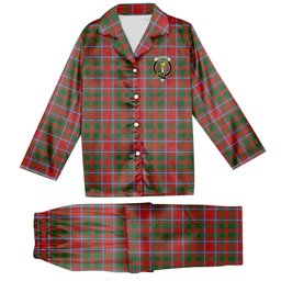 ScotsTee Shop Scottish Chisholm Artifact Ancient Crest Tartan Pajama Satin Velvet Flannel Pajama Set