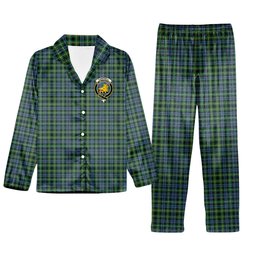 ScotsTee Shop Scottish Campbell of Argyll 1815 Ancient 2 Crest Tartan Pajama Satin Velvet Flannel Pajama Set