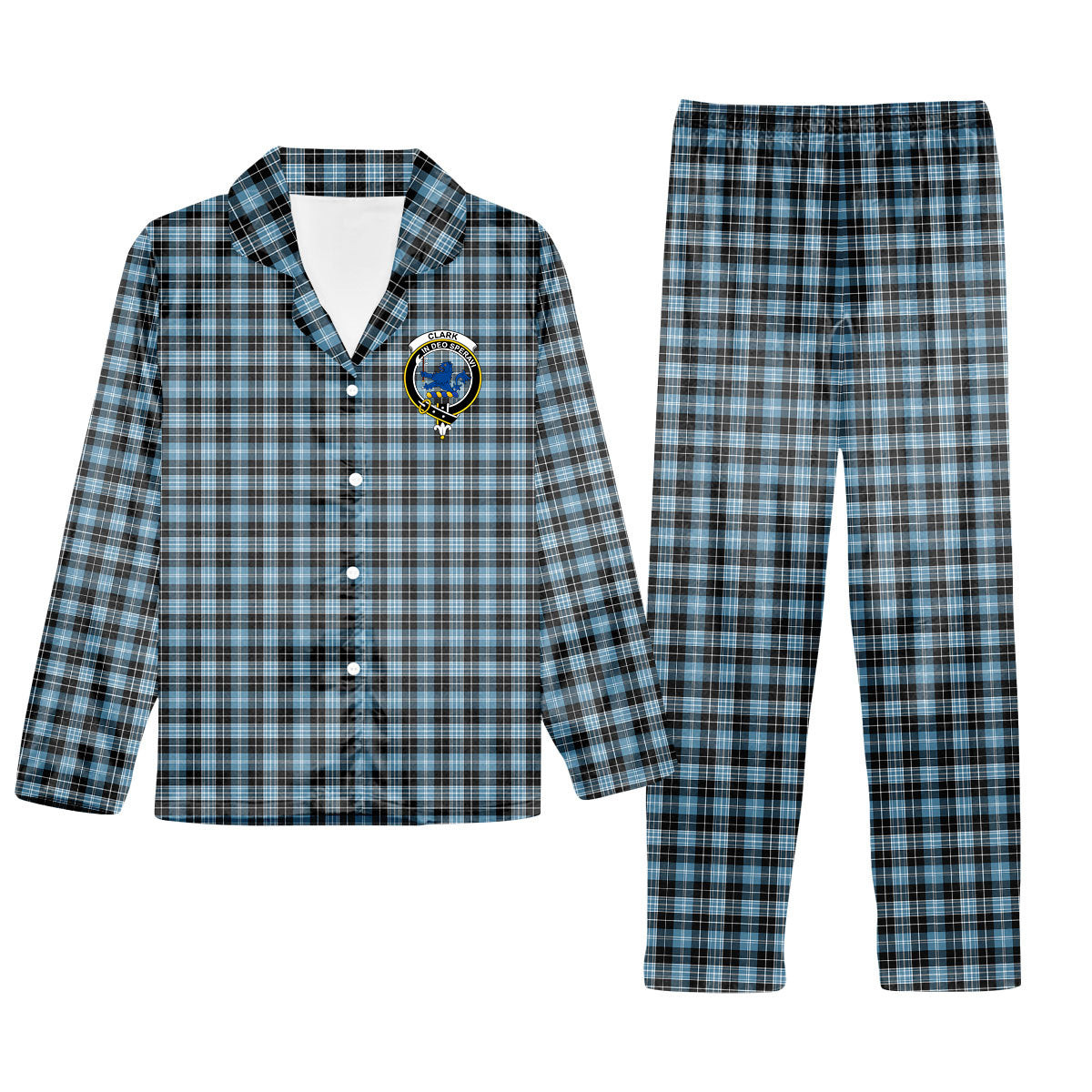 ScotsTee Shop Scottish Clark (Lion) Ancient Crest Tartan Pajama Satin Velvet Flannel Pajama Set