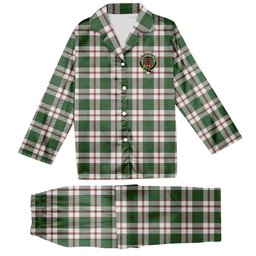 ScotsTee Shop Scottish Crawford Arisaid Dance Ancient Crest Tartan Pajama Satin Velvet Flannel Pajama Set