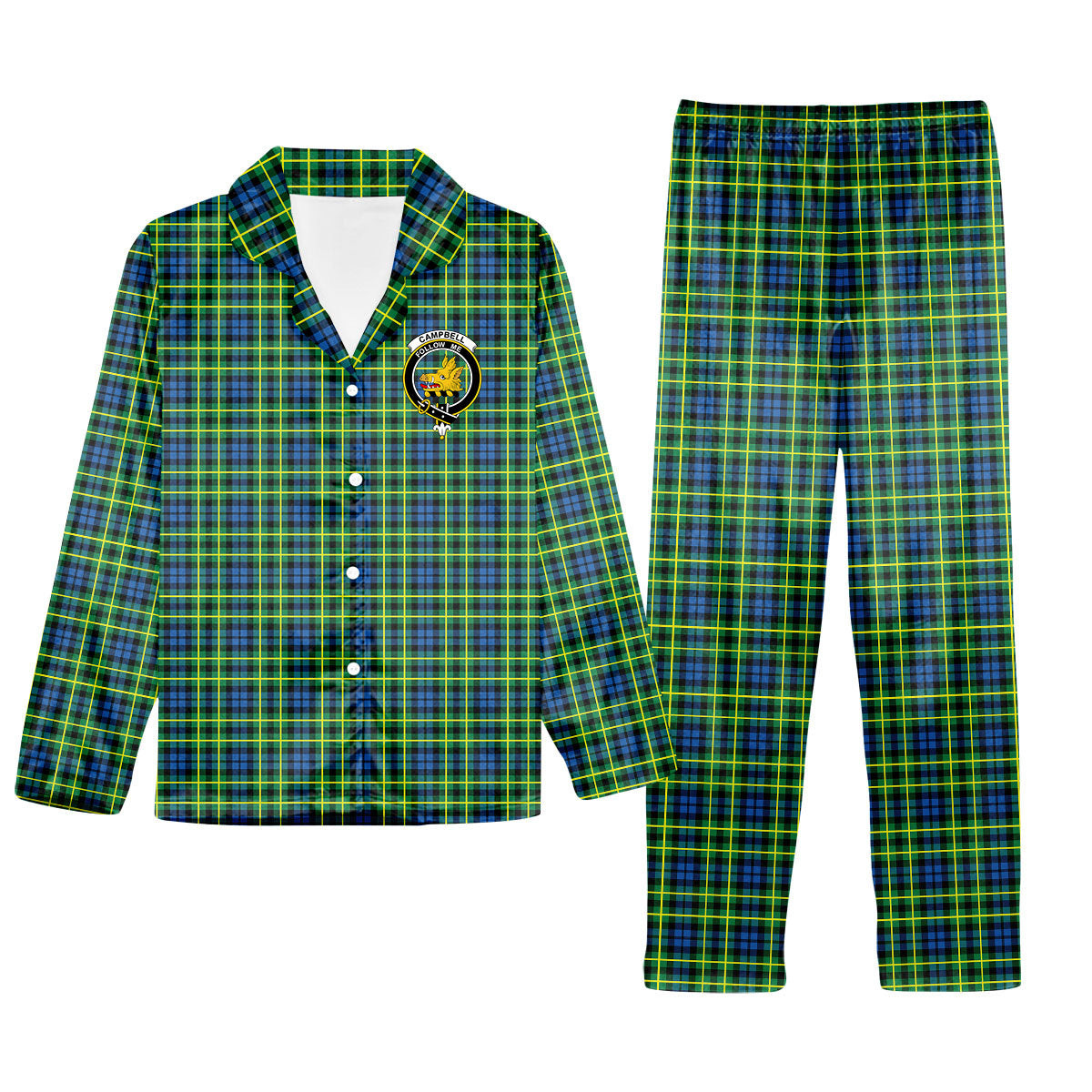 ScotsTee Shop Scottish Campbell of Breadalbane Ancient Crest Tartan Pajama Satin Velvet Flannel Pajama Set