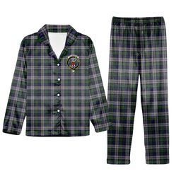 ScotsTee Shop Scottish Colquhoun Dress Crest Tartan Pajama Satin Velvet Flannel Pajama Set