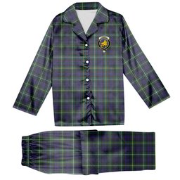 ScotsTee Shop Scottish Campbell Argyll Modern Crest Tartan Pajama Satin Velvet Flannel Pajama Set