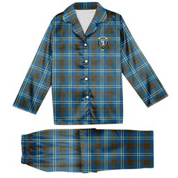ScotsTee Shop Scottish Cathcart Ancient Crest Tartan Pajama Satin Velvet Flannel Pajama Set